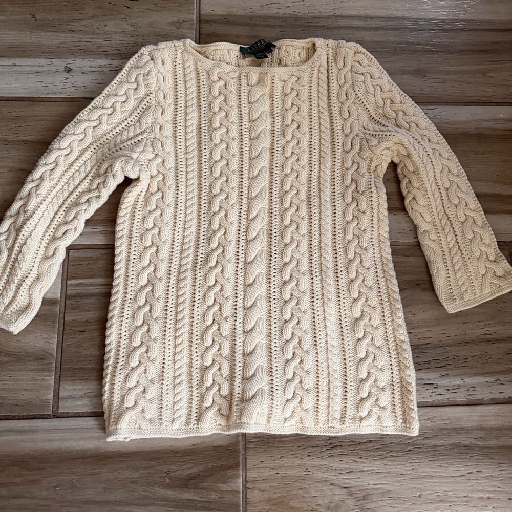 Lauren Ralph Lauren Cream Cable-Knit Crew Sweater